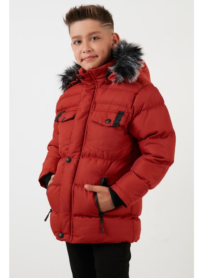 Lela Plush Lined Removable Hooded Puffer Coat Boys' Coat 5760023 - Image 3